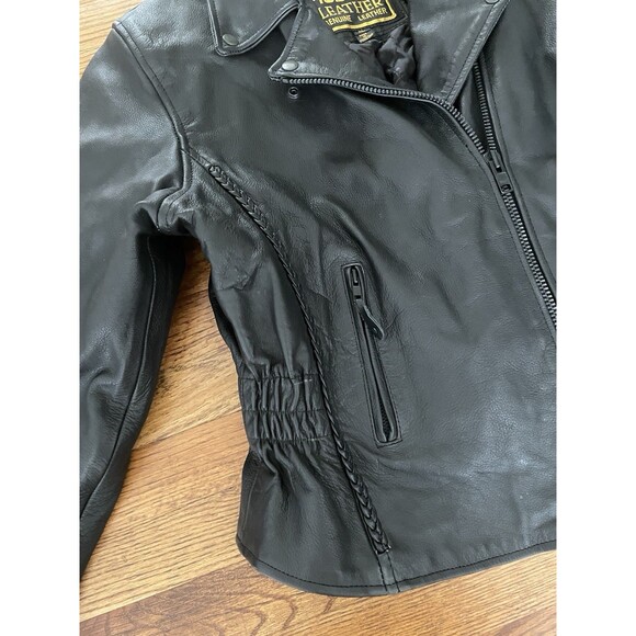 Vintage Hudson Leather Moto Edgy Motorcycle Biker Braid Cinch Lined Jacket - Picture 5 of 16